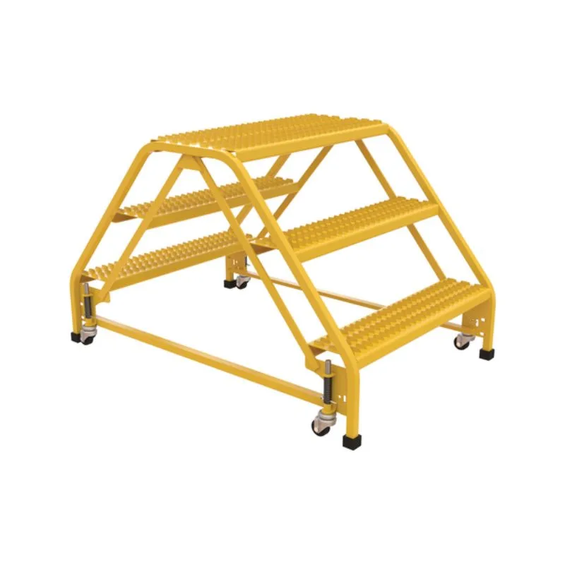 Vestil LAD-DD-P-32-3-G Steel Double Sided Step Ladder 3 Grip Strut