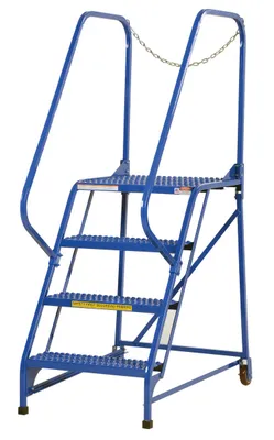 Vestil LAD-MM-4-G rolling ladder shown from an alternate angle