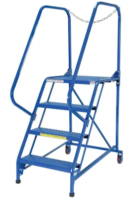 Vestil LAD-MM-4-P rolling ladder shown from an alternate angle