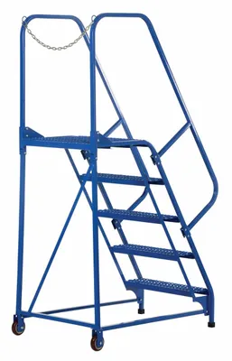 Vestil LAD-MM-5-G rolling ladder shown from an alternate angle