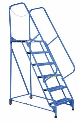 Vestil LAD-MM-6-G rolling ladder shown from an alternate angle