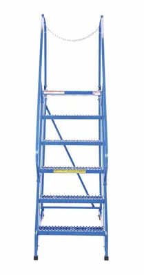 Vestil LAD-MM-6-G rolling ladder shown from an alternate angle
