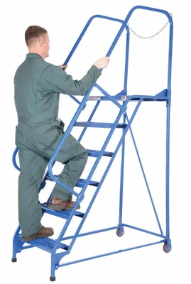 Vestil LAD-MM-6-G rolling ladder shown from an alternate angle