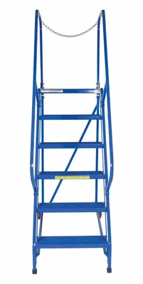 Vestil LAD-MM-6-P rolling ladder shown from an alternate angle