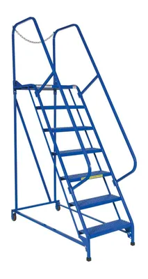 Vestil LAD-MM-7-P rolling ladder shown from an alternate angle