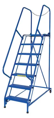 Vestil LAD-MM-7-P rolling ladder shown from an alternate angle