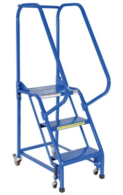 Vestil LAD-PW-18-3-P rolling ladder shown from an alternate angle