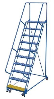 Vestil LAD-PW-32-10-G rolling ladder shown from an alternate angle