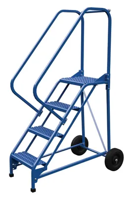 Vestil LAD-RAF-4-G-EZ rolling ladder shown from an alternate angle