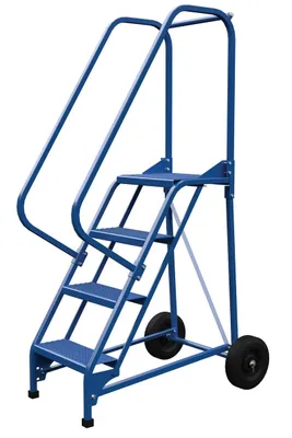Vestil LAD-RAF-4-P rolling ladder shown from an alternate angle