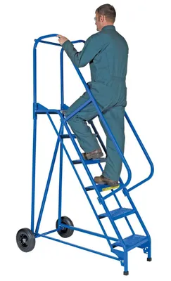 Vestil LAD-RAF-6-P rolling ladder shown from an alternate angle