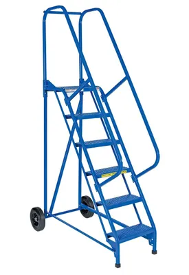 Vestil LAD-RAF-6-P rolling ladder shown from an alternate angle