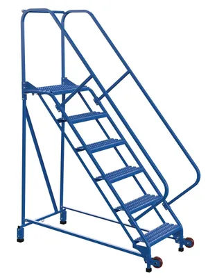 Vestil LAD-TRN-50-6-G rolling ladder shown from an alternate angle