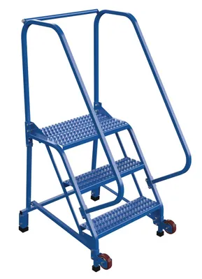 Vestil LAD-TRN-60-3-G rolling ladder shown from an alternate angle