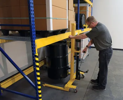 Vestil LPDT drum handling equipment shown from an alternate angle