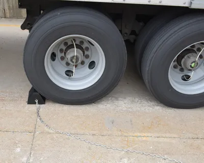 Vestil OH-HD wheel chock shown from an alternate angle