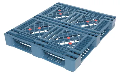 Vestil PLP4-4840-BLUE plastic pallet shown from an alternate angle