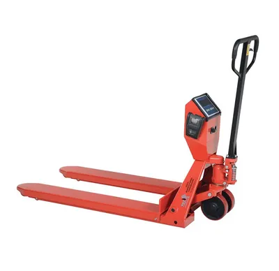 Vestil PM-2748-SCL-LP-PT pallet jack shown from an alternate angle