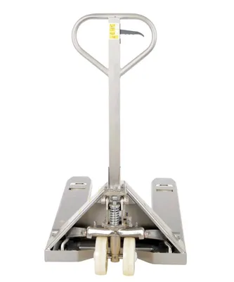 Vestil PM5-2748-SFF stainless pallet jack shown from an alternate angle