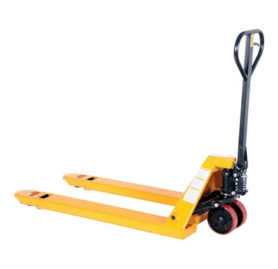 Vestil PM5-2748-Y-6PKG pallet jack shown from an alternate angle