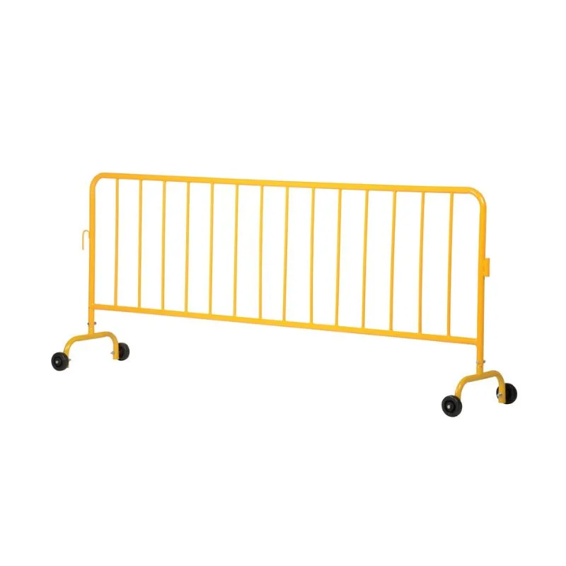 Vestil PRAIL-102-HD-Y-WW Steel Heavy Duty Crowd Control Interlocking Barrier with Wheeled Feet