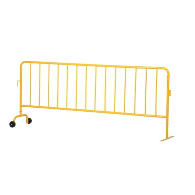 Vestil PRAIL-102-Y-WF Steel Crowd Control Interlocking Barrier with Feet (1) Wheeled (1) Flat