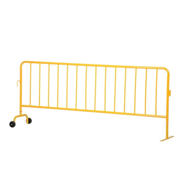 Vestil PRAIL-102-Y-WF Steel Crowd Control Interlocking Barrier with Feet (1) Wheeled (1) Flat