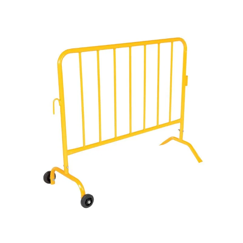 Vestil PRAIL-48-Y-W Steel Crowd Control Interlocking Barrier with Feet (1) Wheeled (1) Curved