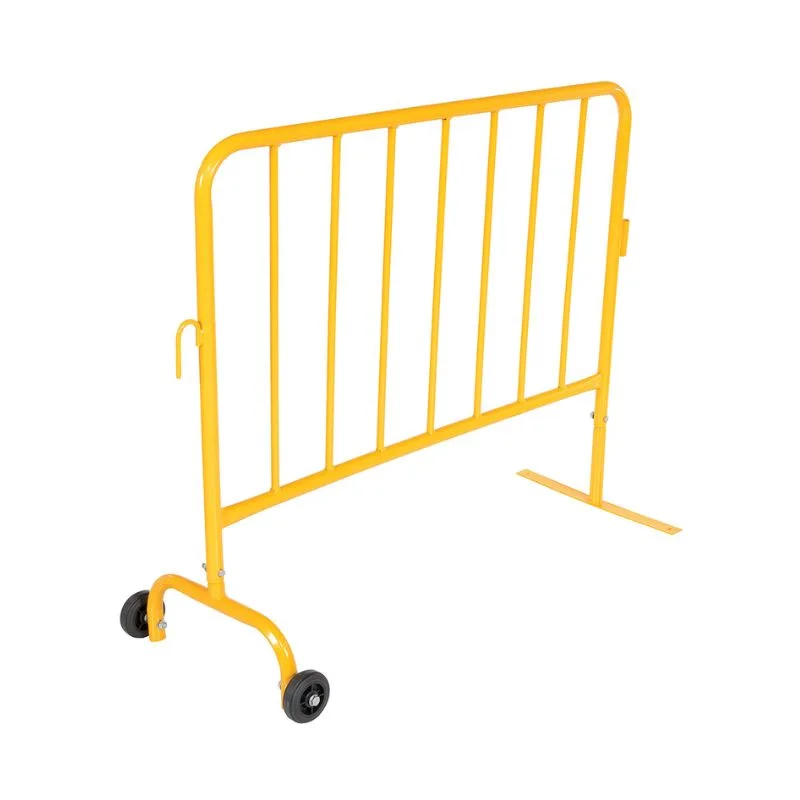 Vestil PRAIL-48-Y-WF Steel Crowd Control Interlocking Barrier with Feet (1) Wheeled (1) Flat