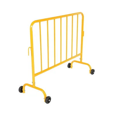 Vestil PRAIL-48-Y-WW Steel Crowd Control Interlocking Barrier with Wheeled Feet