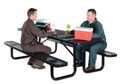 Vestil PT-MX-3096-BK Steel Picnic Table Expanded Metal Rectangle Top