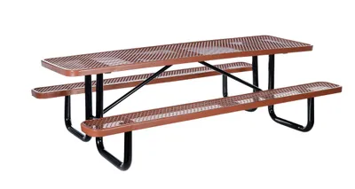 Vestil PT-MX-3096-BN Steel Picnic Table Expanded Metal Rectangle Top