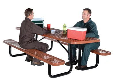 Vestil PT-MX-3096-BN Steel Picnic Table Expanded Metal Rectangle Top