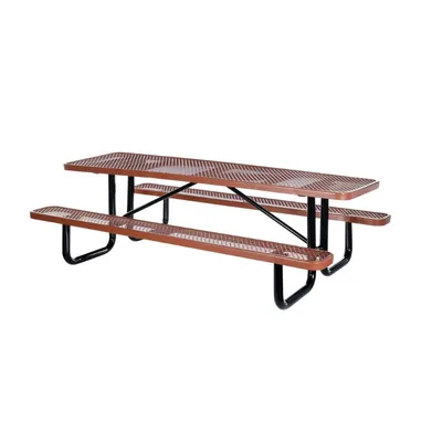 Vestil PT-MX-3096-BN Steel Picnic Table Expanded Metal Rectangle Top
