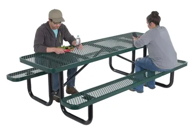 Vestil PT-MX-3096-GN Steel Picnic Table Expanded Metal Rectangle Top