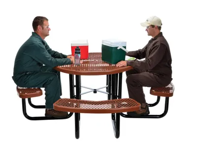 Vestil PT-MX-RT-46-BN Steel Picnic Table Expanded Metal Round Top