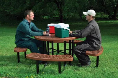 Vestil PT-MX-RT-46-BN Steel Picnic Table Expanded Metal Round Top