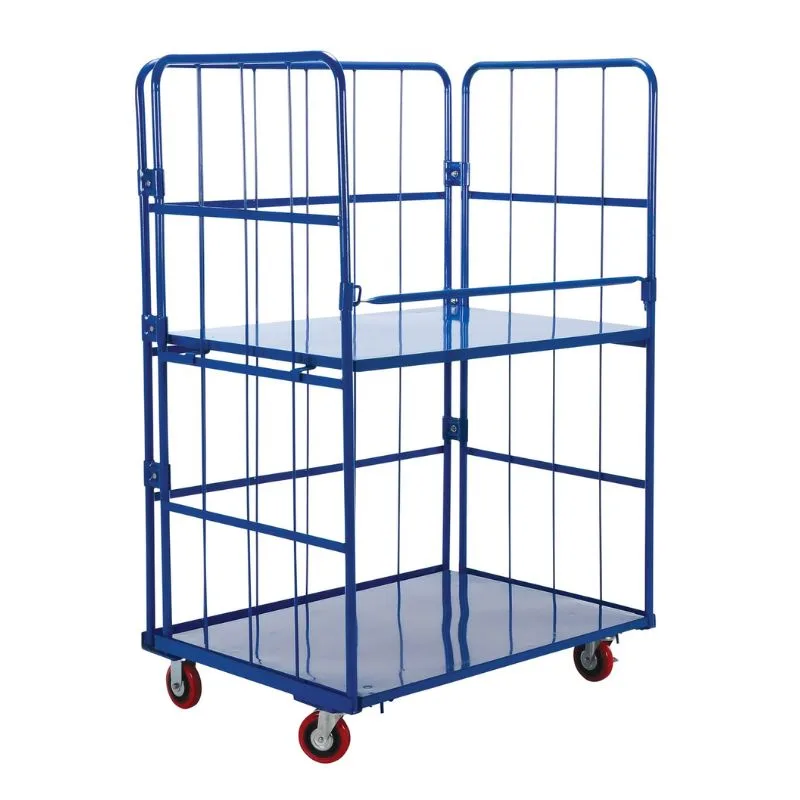 Vestil ROL-3143-2 Steel FoldableNestable Roller Container 2 Shelf