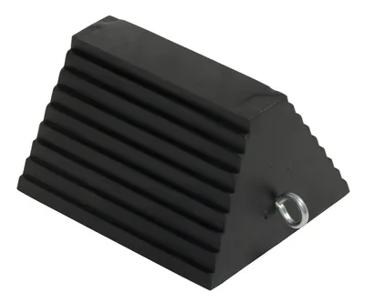 Vestil RWC-8-DJN Molded Rubber Wheel Chock with Eye Bolt and Double Jam Nut