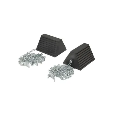 Vestil RWC-8-DJN Molded Rubber Wheel Chock with Eye Bolt and Double Jam Nut