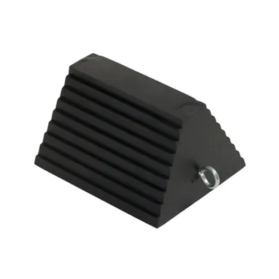 Vestil RWC-8-DJN Molded Rubber Wheel Chock with Eye Bolt and Double Jam Nut