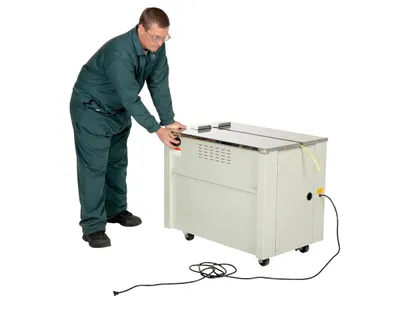 Vestil S-2001 strapping dispenser shown from an alternate angle