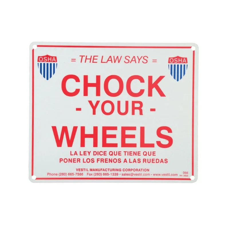 Vestil SF-1012 Aluminum Reflective Enamel Wheel Chock Sign