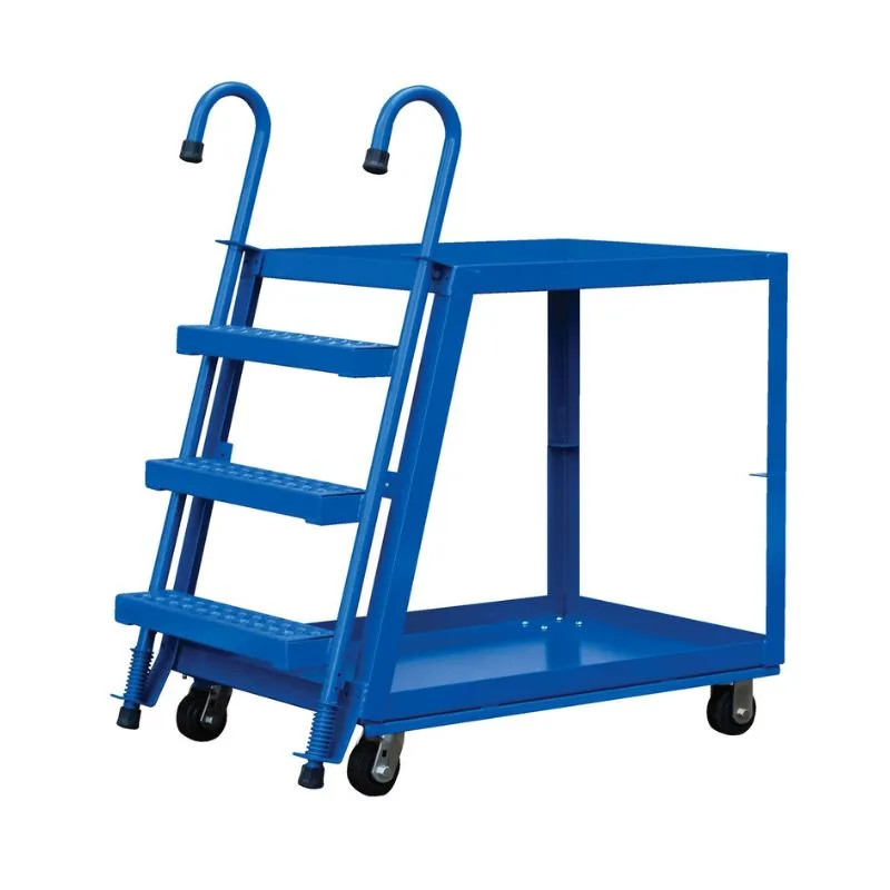 Vestil SPS2-2236-5PU Steel Stock Picker 2 Shelf with Polyurethane On Steel Casters 1000 Lb. Capacity