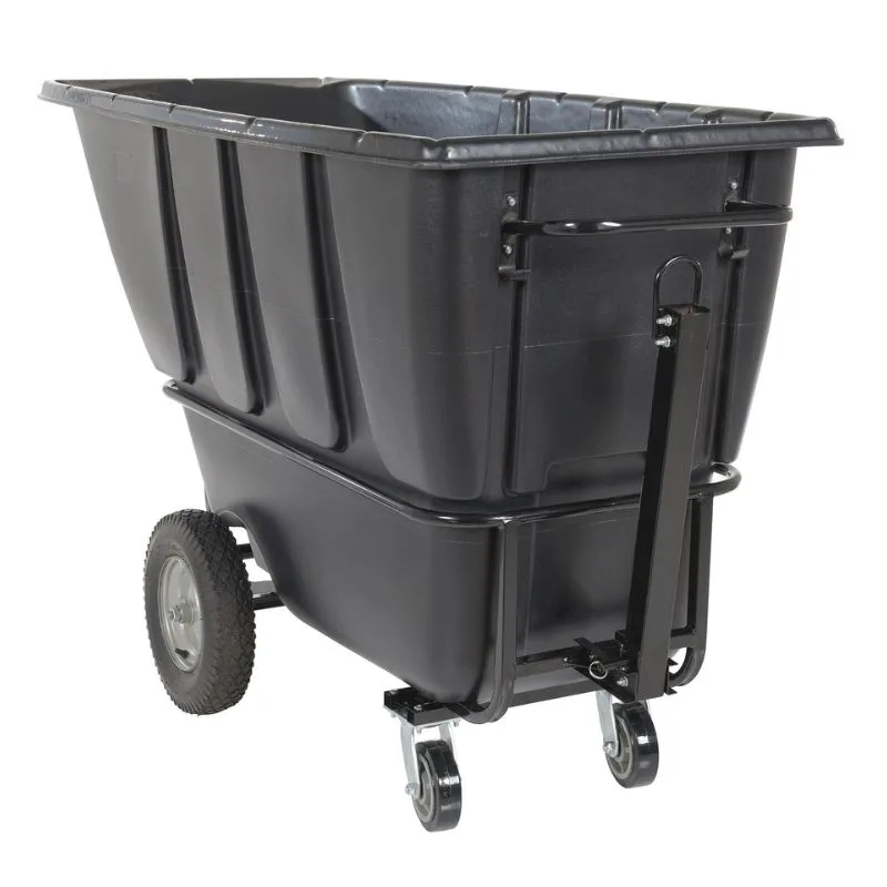 Vestil TDT-TB-100-HD-BL Plastic Heavy Duty Tow-Able Tilt Truck 1 Cubic Yard