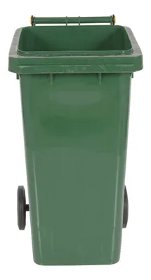 Vestil TH-32-GRN trash can shown from an alternate angle