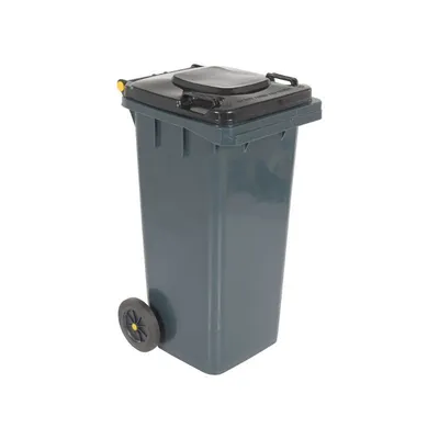 Vestil TH-32-GY trash can shown from an alternate angle