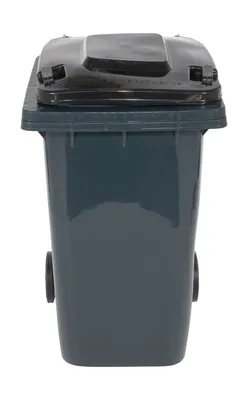 Vestil TH-64-GY trash can shown from an alternate angle