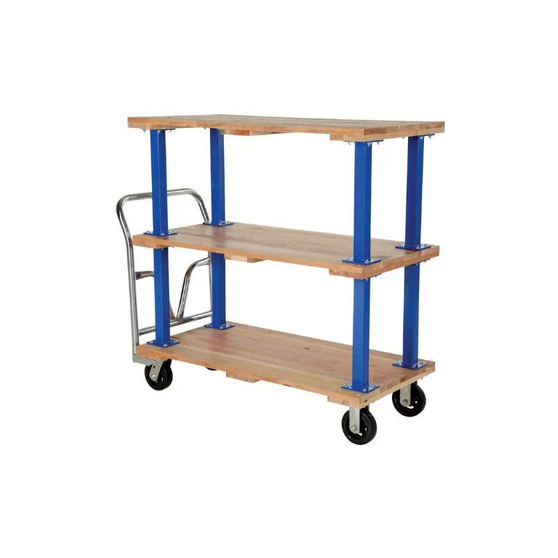 Vestil VHPT-TD-2448 Hardwood Triple Deck Platform Cart