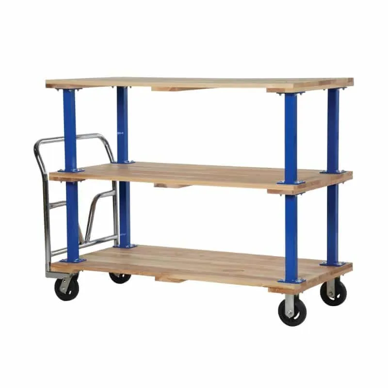 Vestil VHPTTD-3060 Hardwood Triple Deck Platform Cart